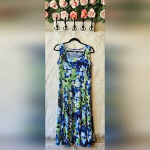 TanJay Blue Violets Sleeveless Midi Sundress